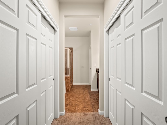 hall featuring carpet floors