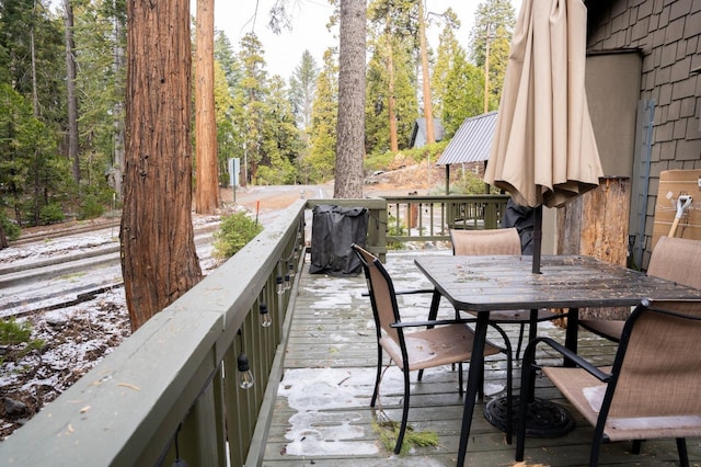 42135 Hanging Branch Rd, Shaver Lake, CA 93664 - deck featuring outdoor dining area