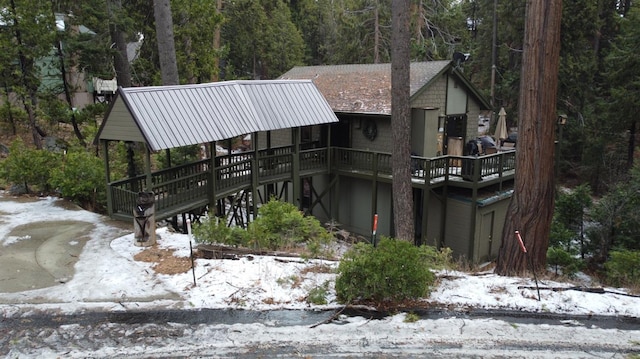 view of front of property with a deck