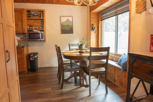 42135 Hanging Branch Rd, Shaver Lake, CA 93664 - dining area with dark wood-style floors