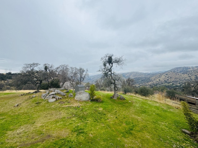 view of yard featuring a mountain view and a rural view