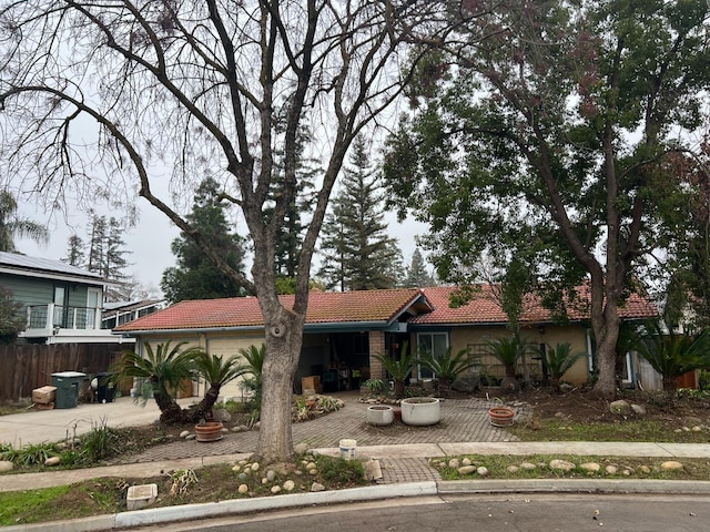 view of front of property with a garage