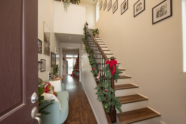 entrance foyer featuring dark wood-type flooring