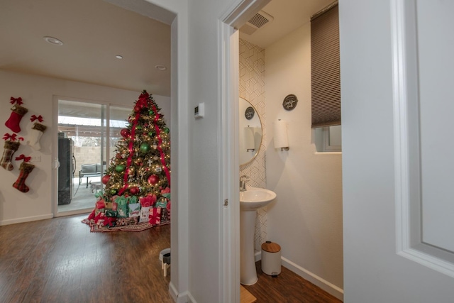 bathroom featuring hardwood / wood-style floors