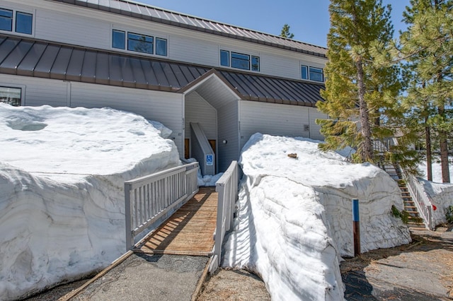 view of snow covered exterior