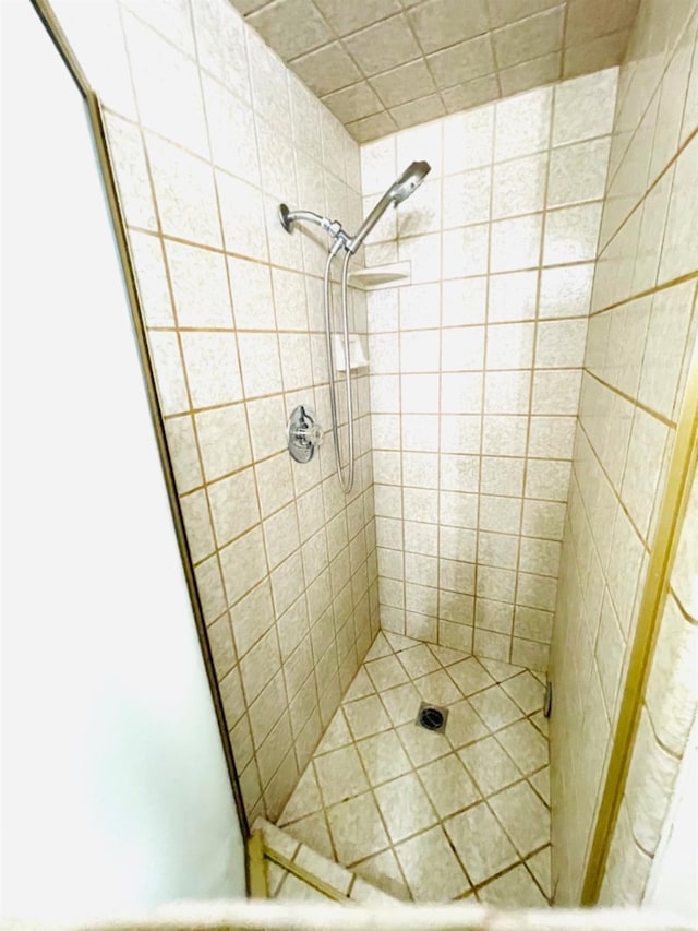 bathroom featuring a tile shower