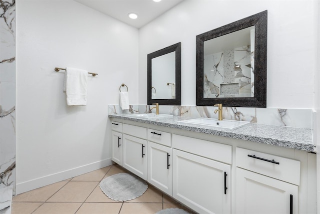 bathroom with vanity and tile patterned floors