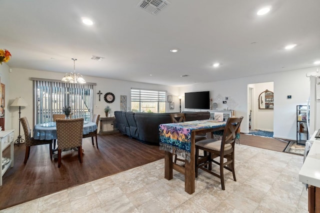 dining area with a chandelier