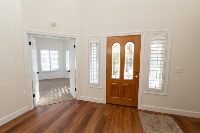 entrance foyer featuring dark wood-type flooring