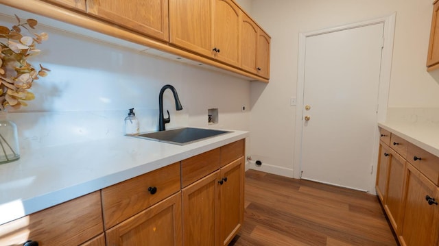 kitchen featuring dark hardwood / wood-style flooring and sink