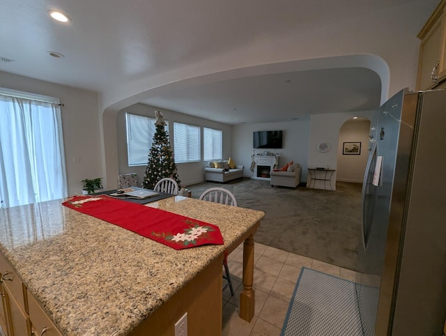 view of carpeted dining area