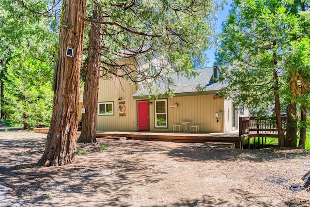 view of front of property with a deck