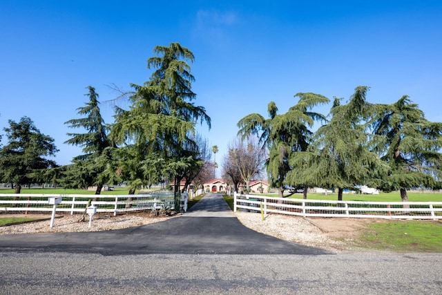 view of street with a rural view