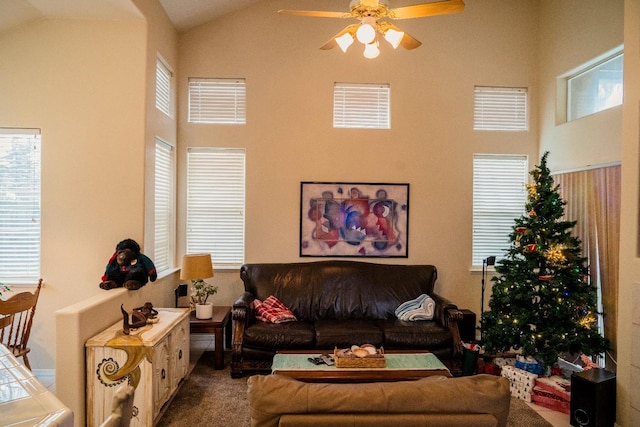 living room with ceiling fan