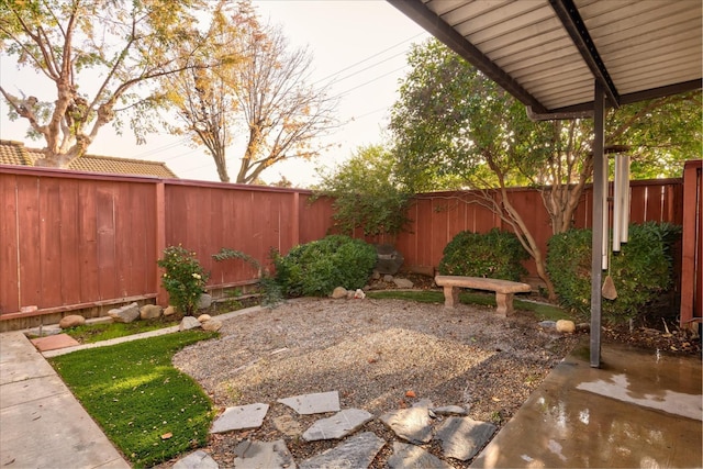 view of yard featuring a fenced backyard