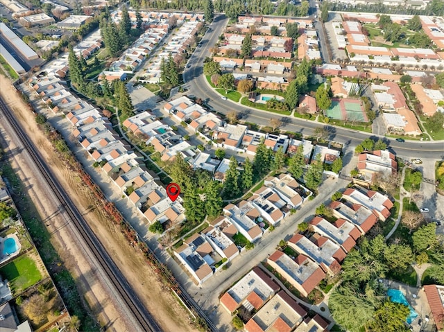 drone / aerial view with a residential view