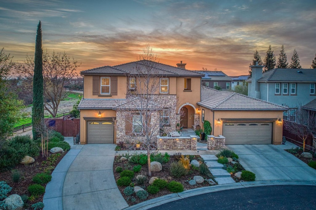 view of front of house with a garage