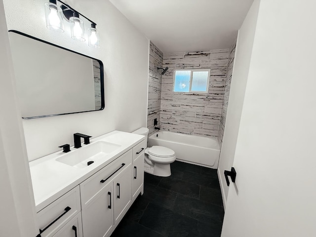 full bathroom featuring vanity, toilet, and tiled shower / bath