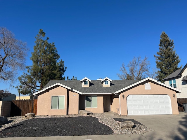 single story home with a garage