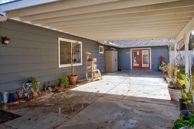 exterior space featuring a patio and french doors