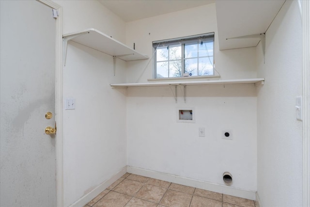 washroom featuring washer hookup, hookup for an electric dryer, and light tile patterned flooring