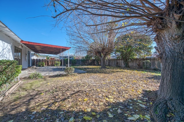 view of yard with a patio