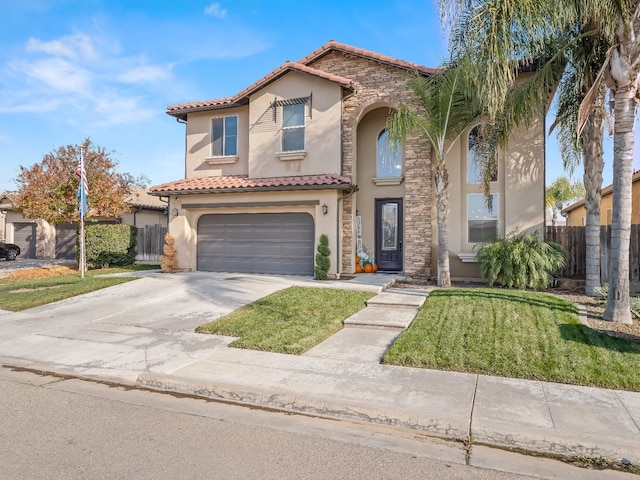 mediterranean / spanish-style house featuring a garage