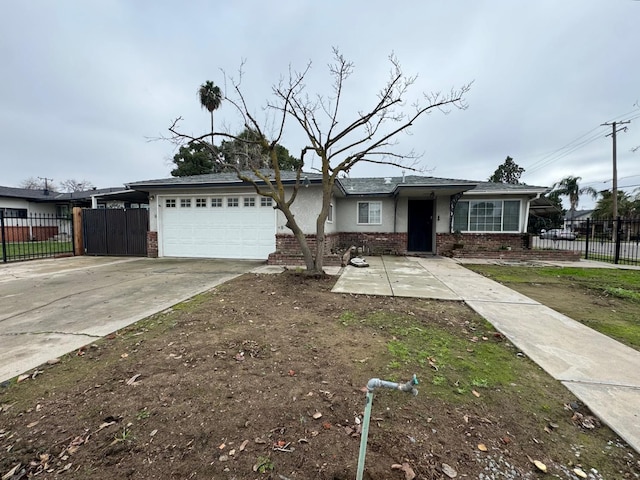 single story home with a garage