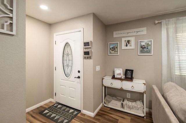 foyer entrance with dark wood-type flooring