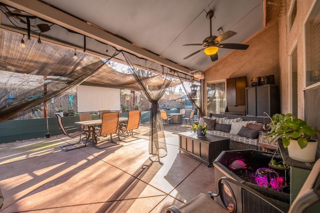 view of patio / terrace featuring outdoor lounge area and ceiling fan