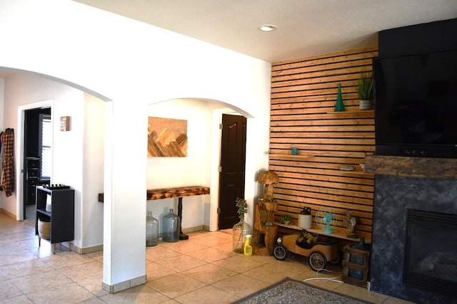 view of tiled living room