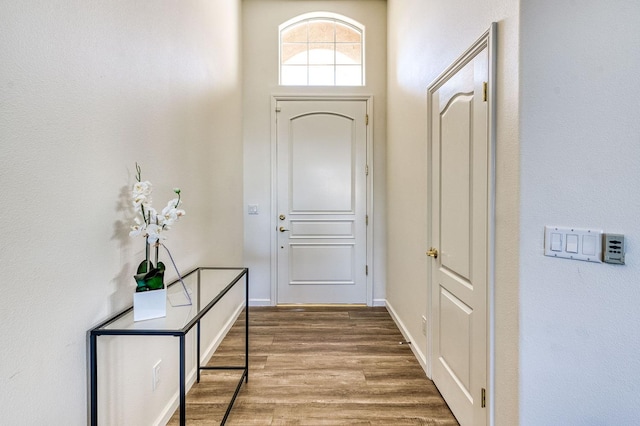 doorway with light hardwood / wood-style floors