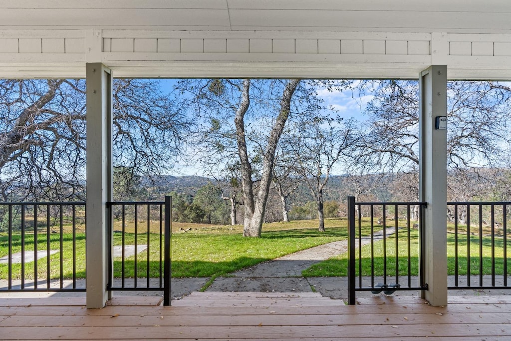 doorway to outside featuring a mountain view