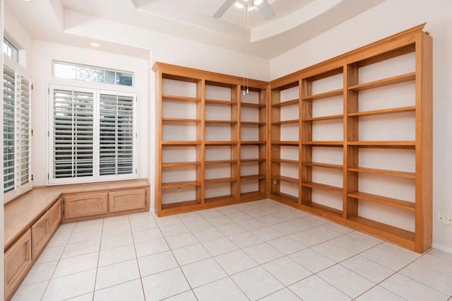 storage area with ceiling fan