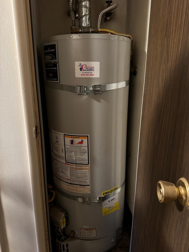 utility room with strapped water heater