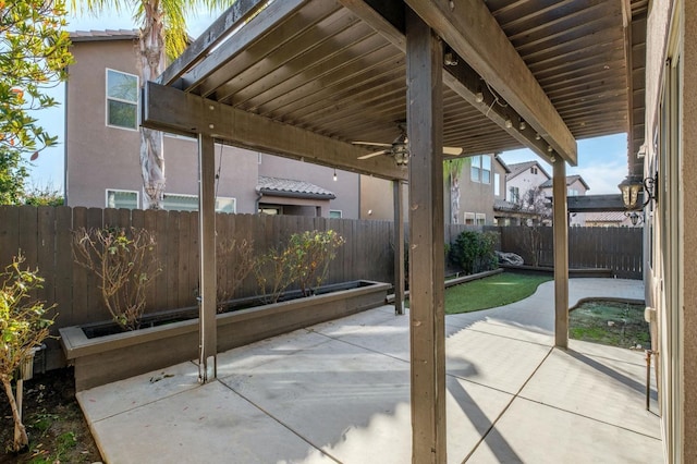 view of patio / terrace featuring ceiling fan