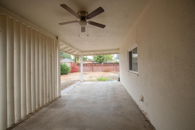 view of patio with ceiling fan