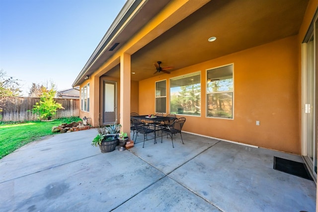 view of patio with ceiling fan