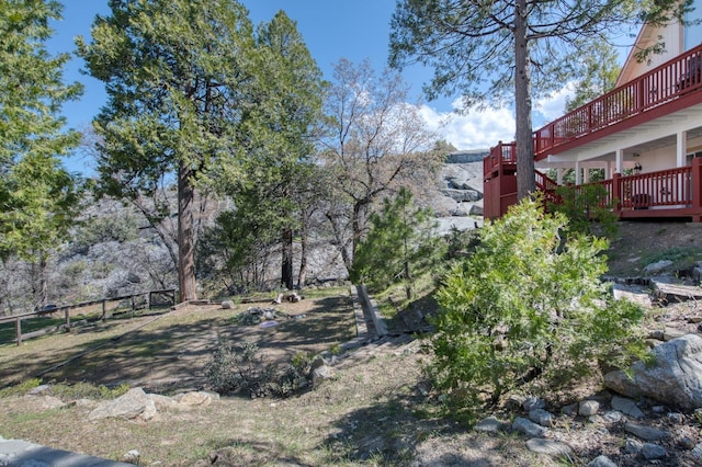 39722 Crest Point Ln, Shaver Lake, CA 93664 - view of yard featuring a deck