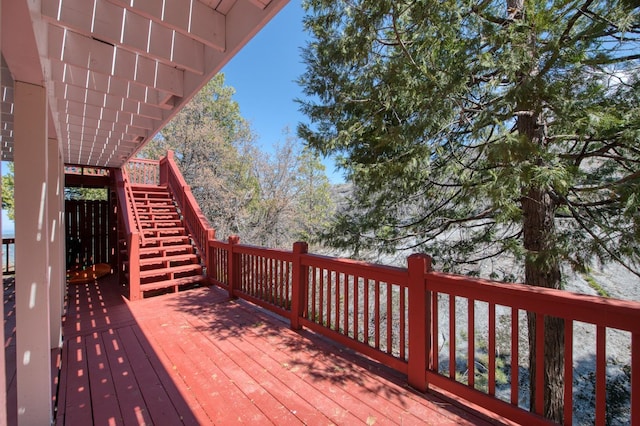 39722 Crest Point Ln, Shaver Lake, CA 93664 - wooden terrace with stairs