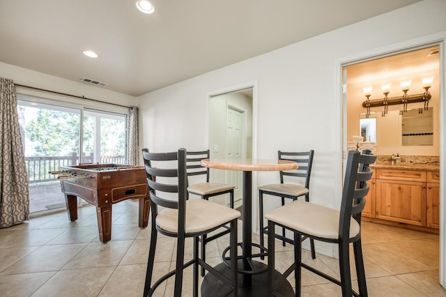 interior space with light tile patterned floors