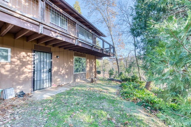 view of yard with a wooden deck