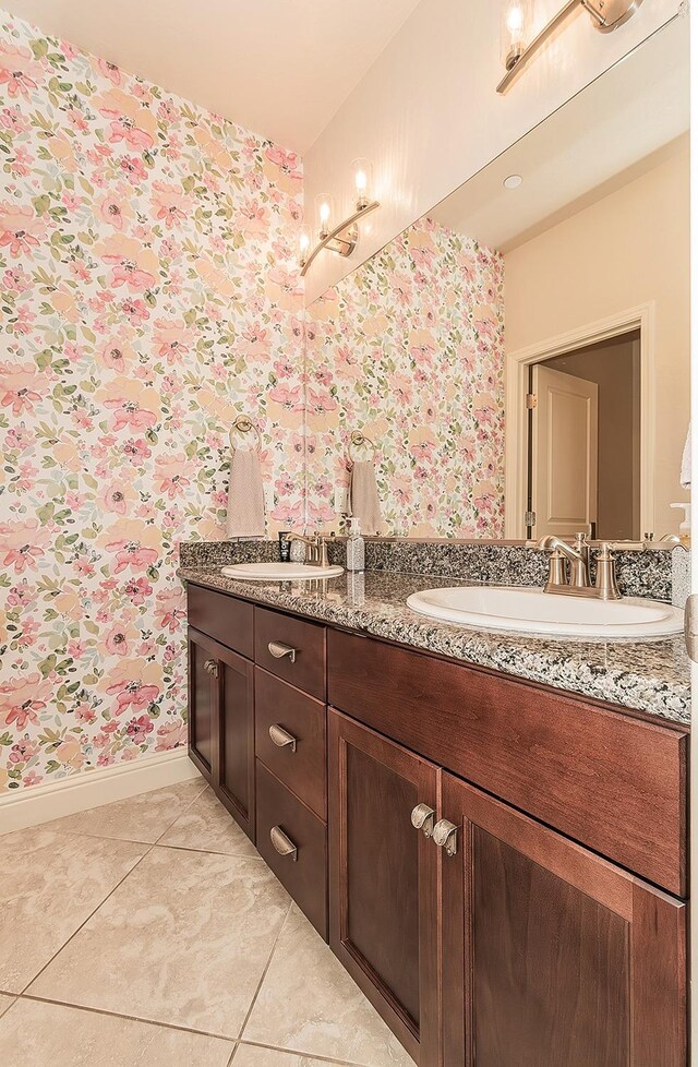 bathroom featuring vanity and tile patterned floors