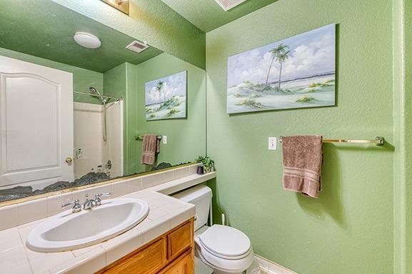 bathroom with vanity, toilet, and walk in shower