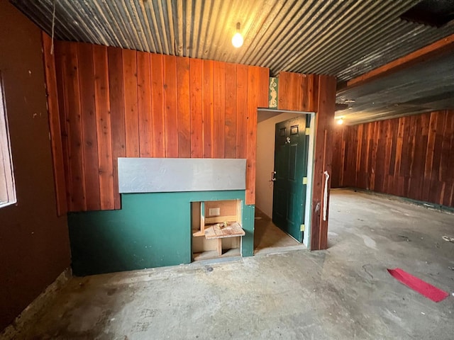 interior space with wood walls