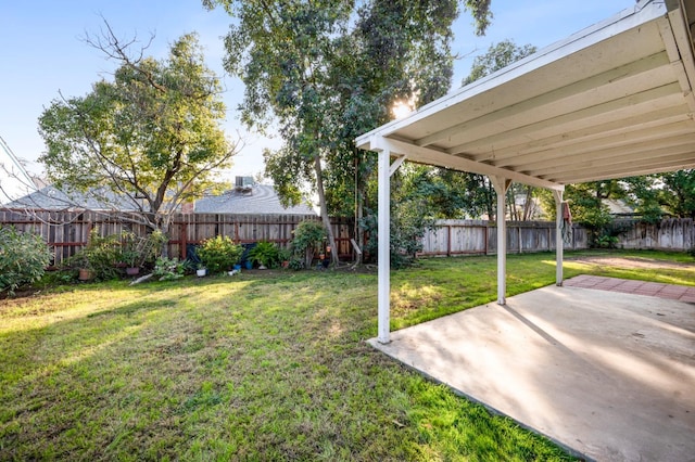 view of yard with a patio area