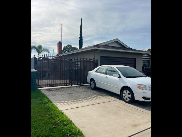 exterior space with a garage