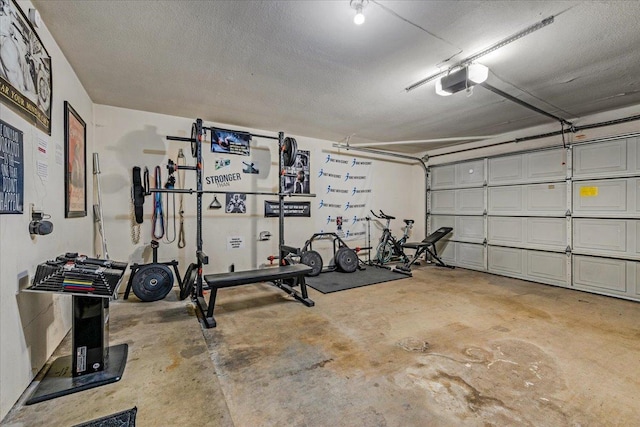 garage with a garage door opener