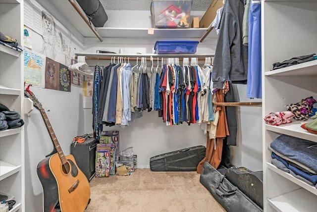 spacious closet featuring carpet floors