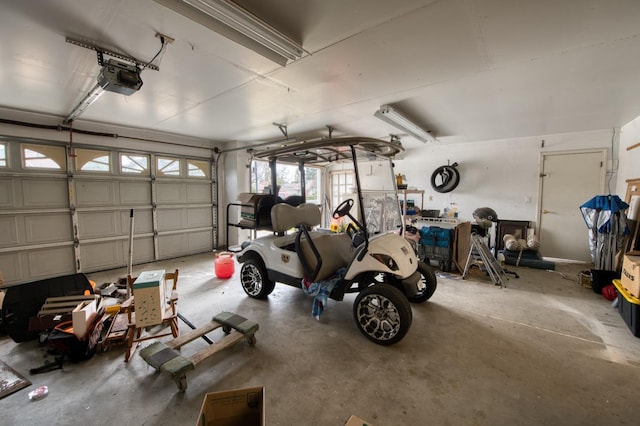 garage with a garage door opener